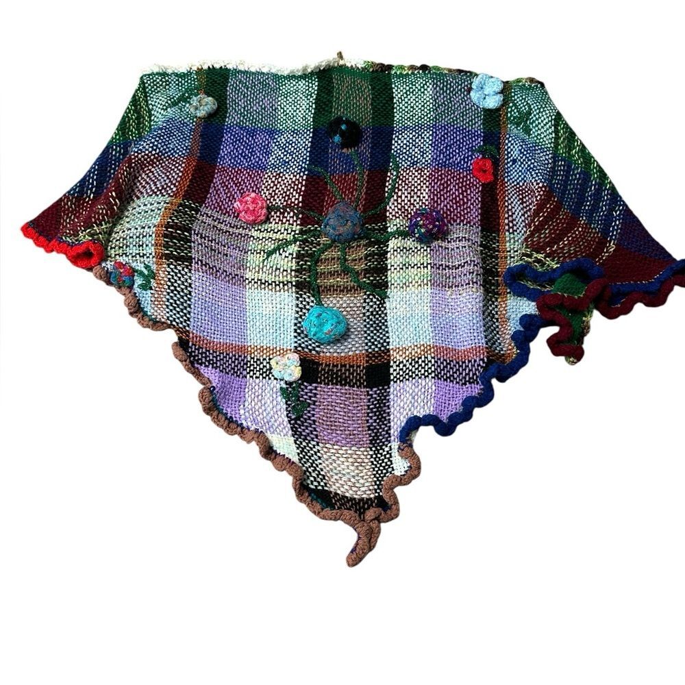 Handmade Boho Granny Core Woven Crochet Patchwork Shawl Wrap